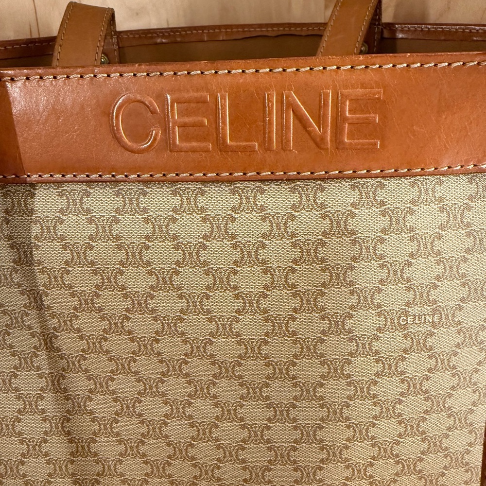 Celine Paris Big Bag Vintage Tan and Brown Monogram Tote